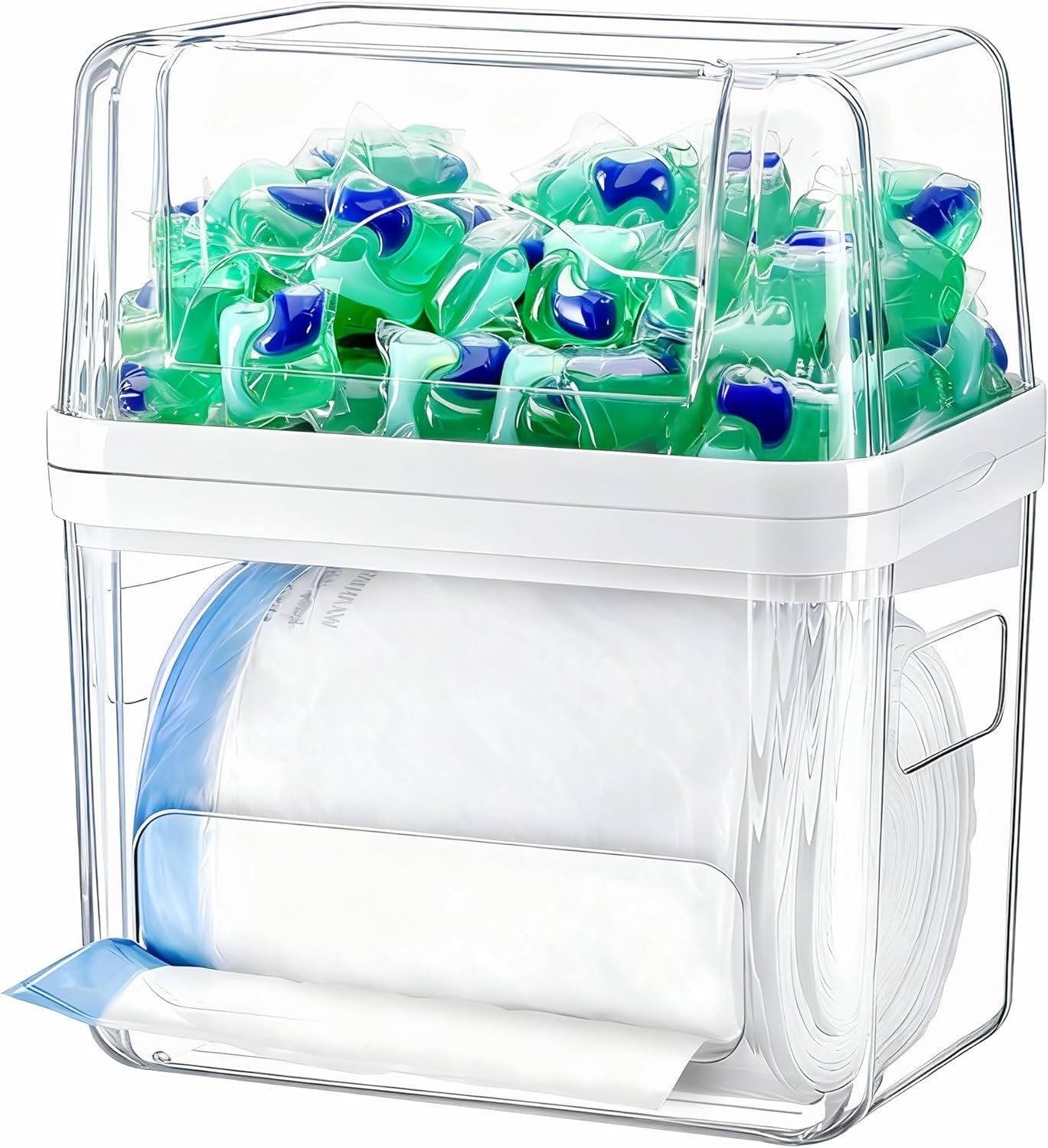 iCASA Trash Bag Dispenser Dishwasher Pods Container Under Sink Organizer