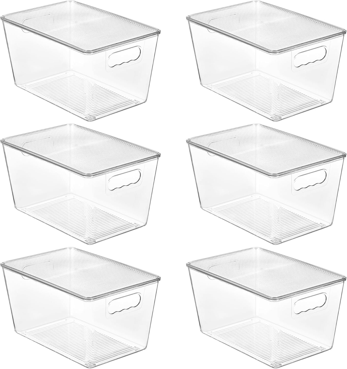 Vtopmart 6 Pack Clear Stackable Storage Bins with Lids and Handles, Large | BPA-free Plastic, Organize Vertically, For Pantry Kitchen Fridge Cabinet Closet Bathroom, Built to Last, Easy to Move